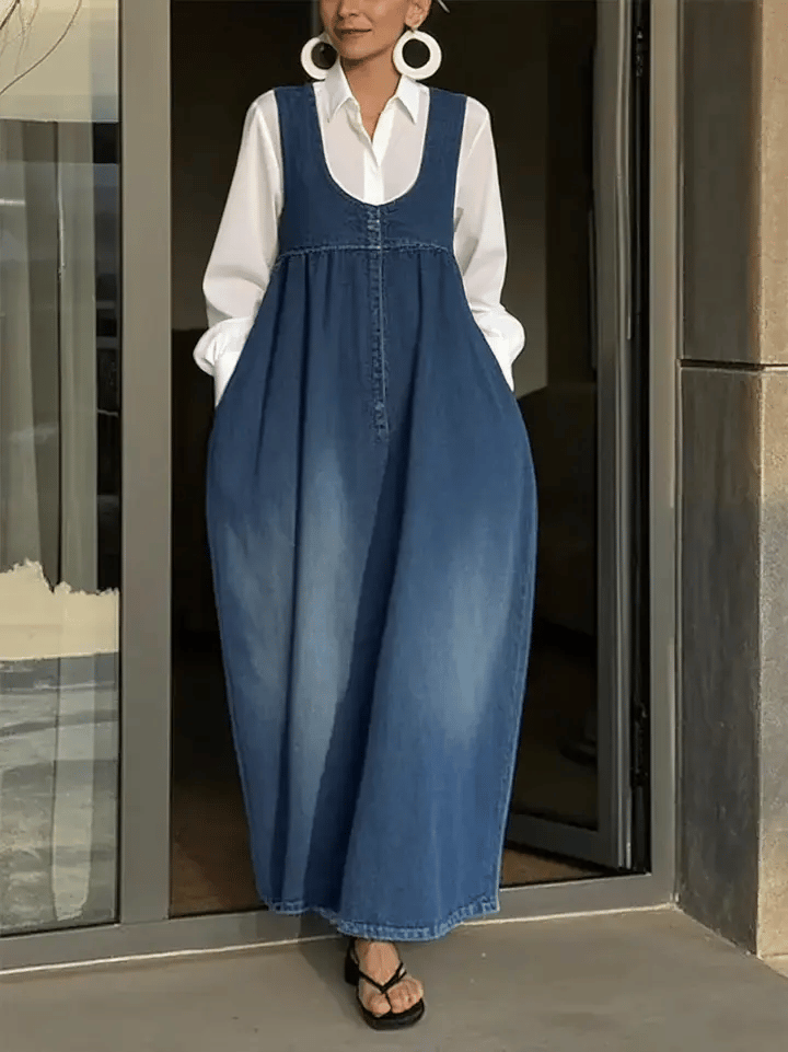 Irene™ | Loose Denim Vest Dress