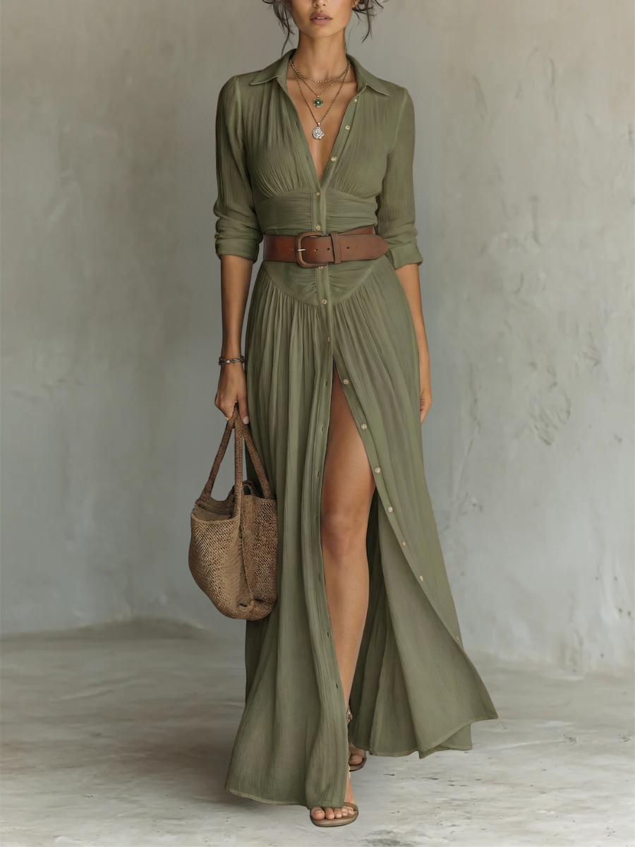 Camille™ | Linen Blend Maxi Dress