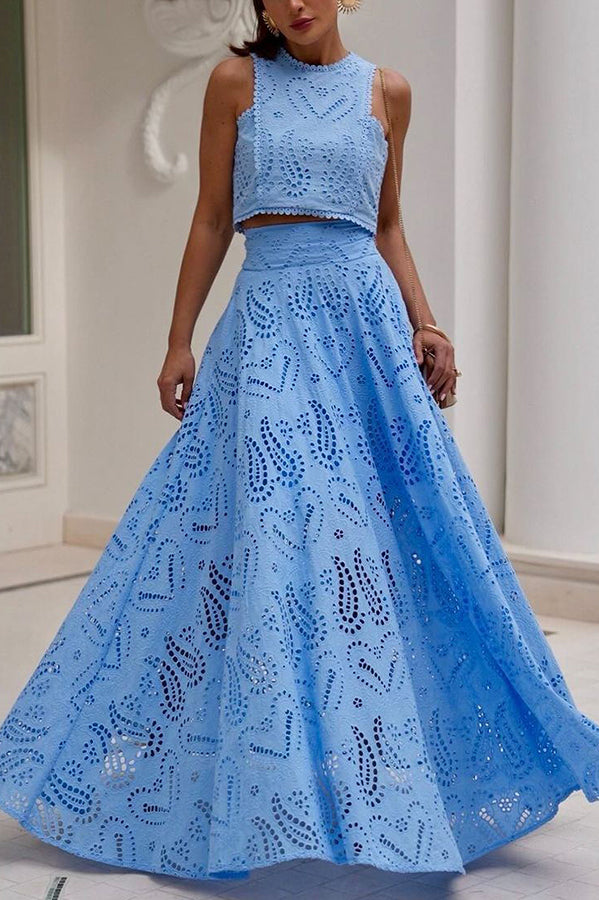 Larissa™ | Embroidered Top & High-Waist Maxi Skirt Set