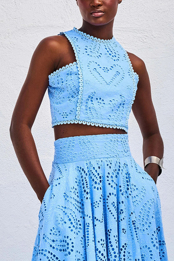 Larissa™ | Embroidered Top & High-Waist Maxi Skirt Set