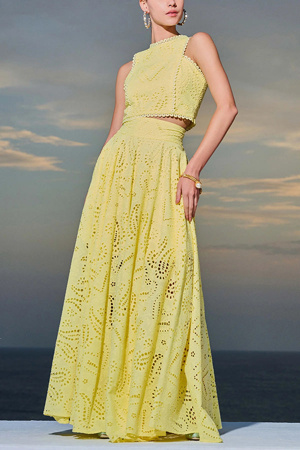 Larissa™ | Embroidered Top & High-Waist Maxi Skirt Set