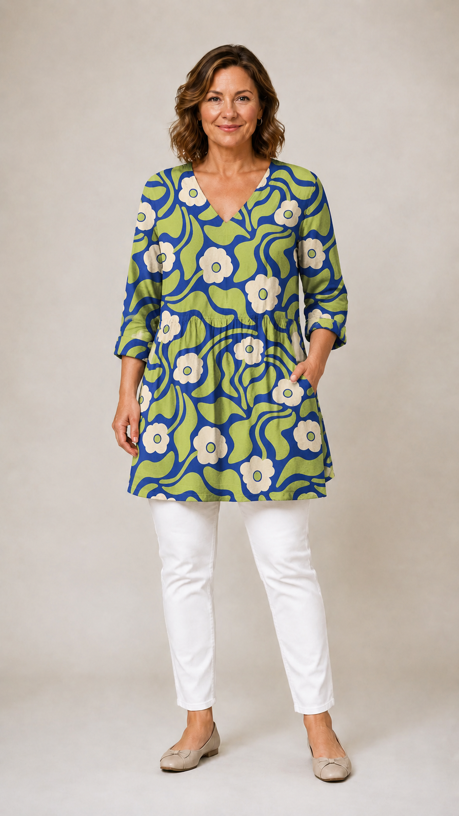 Stephanie™ | Long Blouse with V-Neck