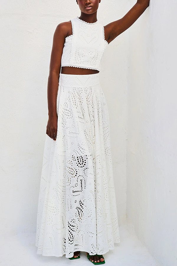 Larissa™ | Embroidered Top & High-Waist Maxi Skirt Set