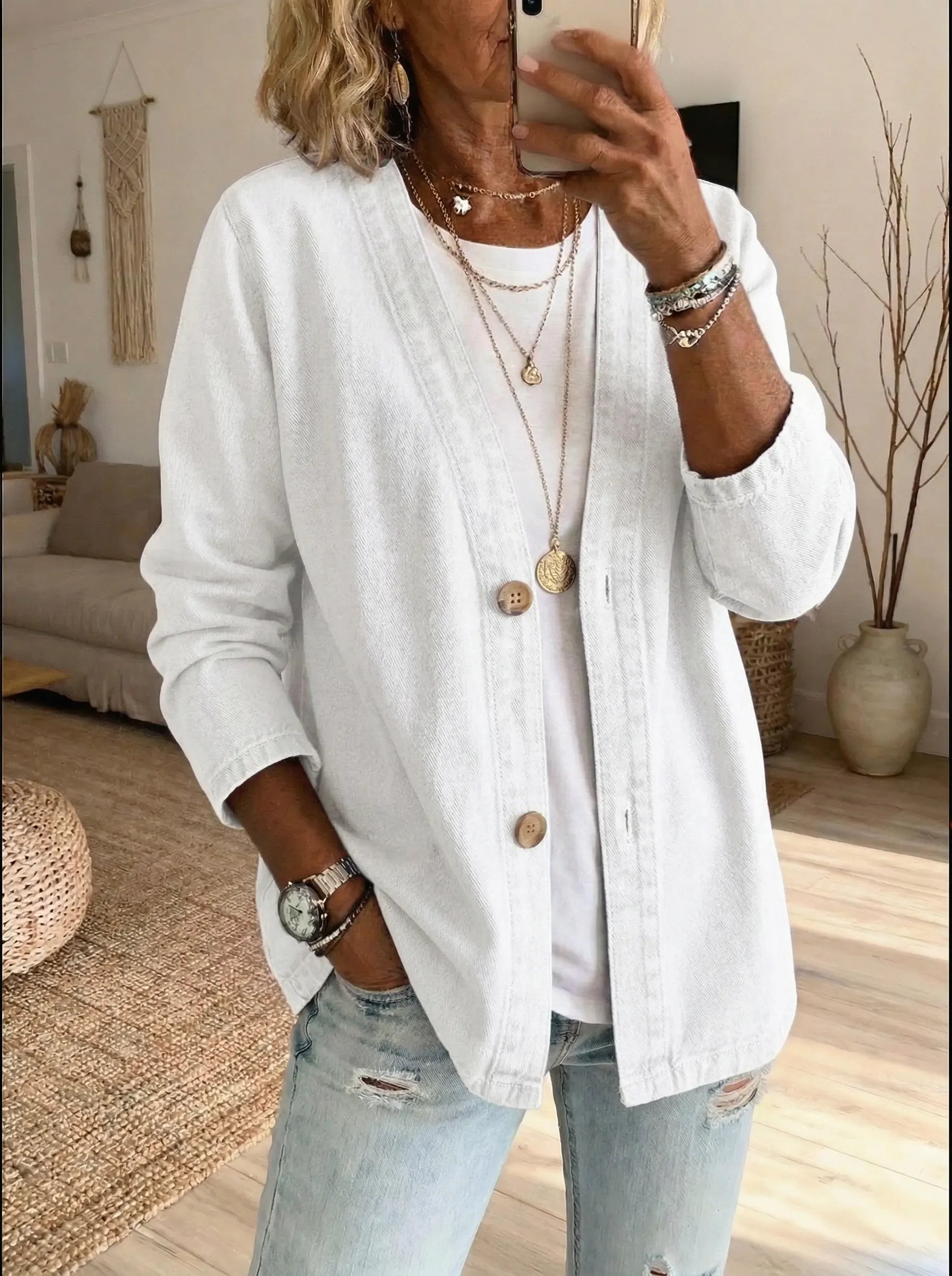 Corinne™ | Denim Button Coat