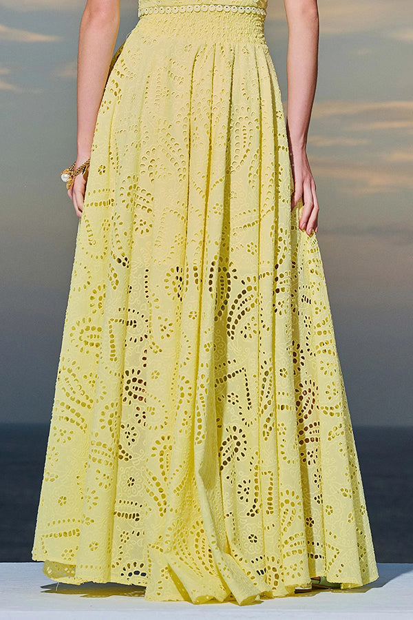 Larissa™ | Embroidered Top & High-Waist Maxi Skirt Set