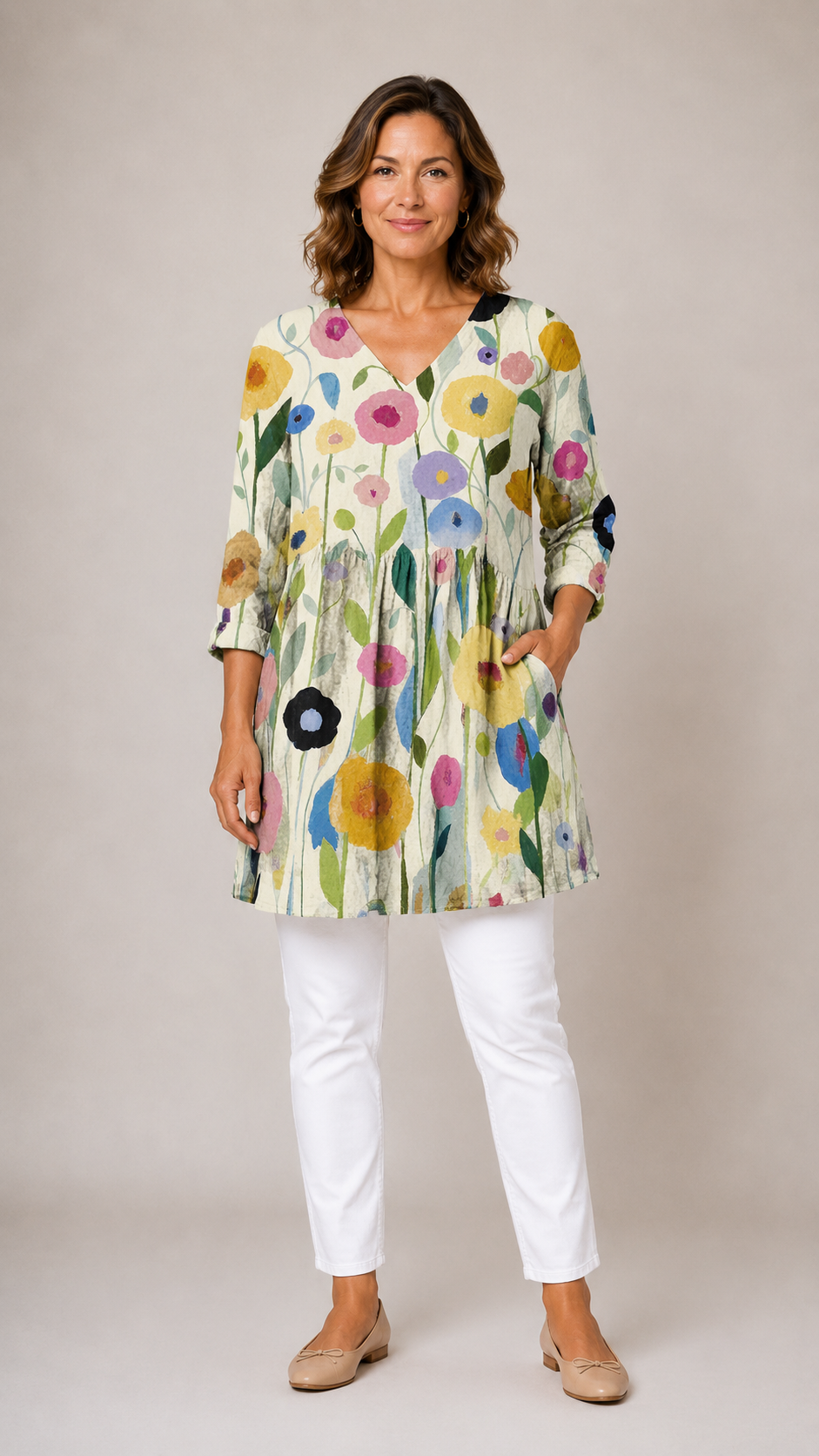 Nellie™ | Long Blouse with V-Neck