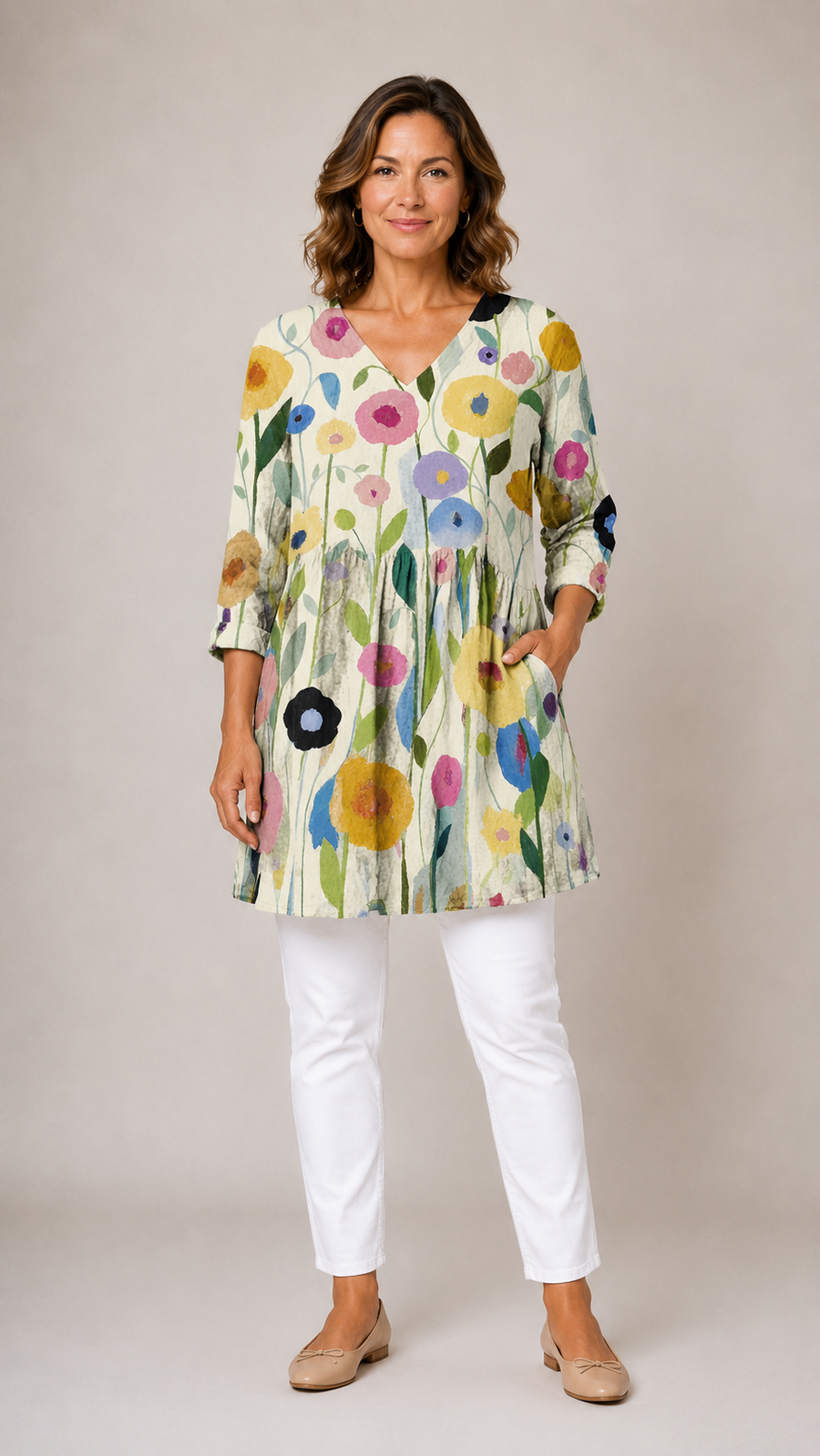Nellie™ | Long Blouse with V-Neck