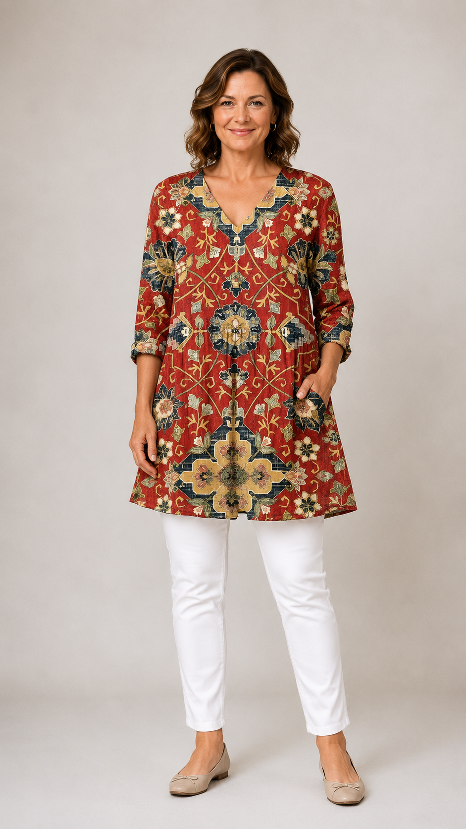 Amoura™ | Long Blouse with V-Neck