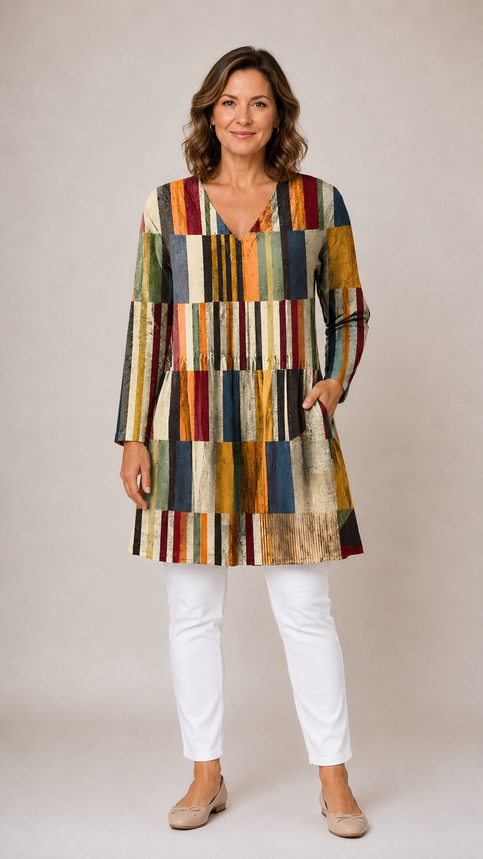 Lydia™ | Long Blouse with V-Neck