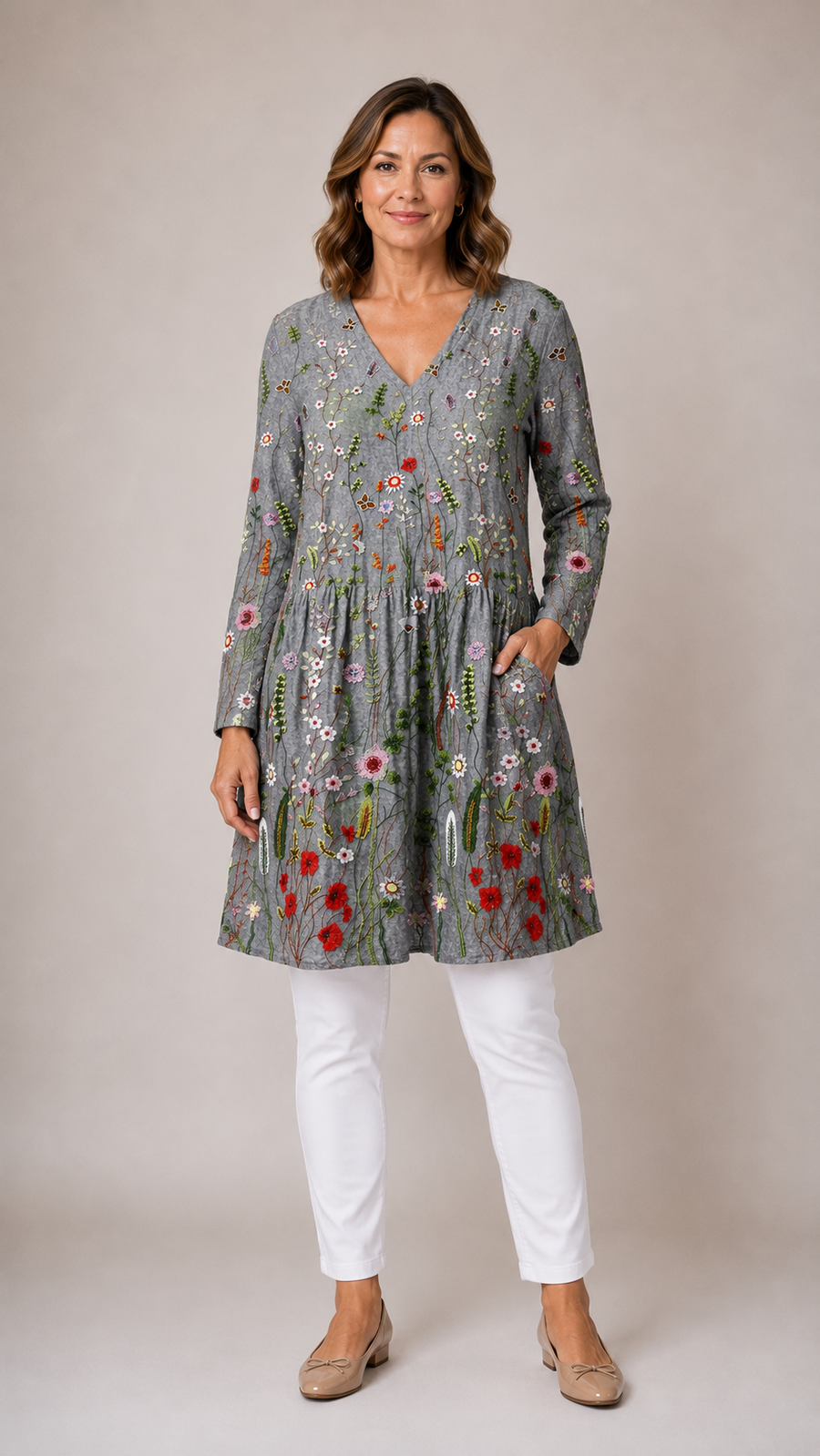 Audrey™ | Long Blouse with V-Neck