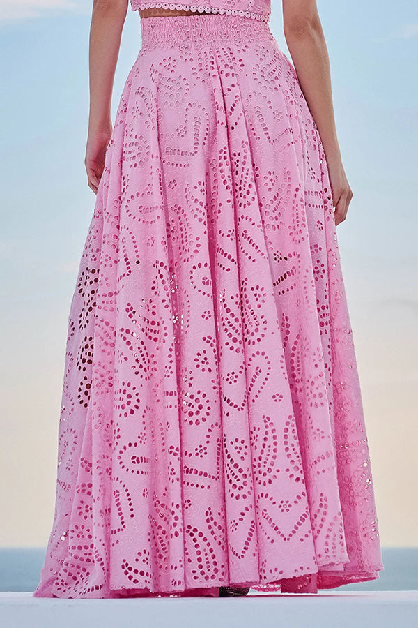 Larissa™ | Embroidered Top & High-Waist Maxi Skirt Set