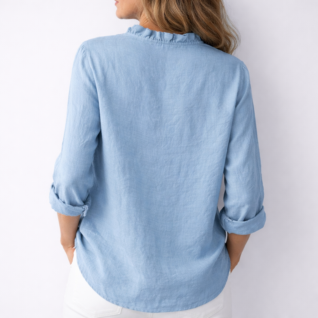 Luisa™ | Elegant Ruffled Linen Blend Shirt
