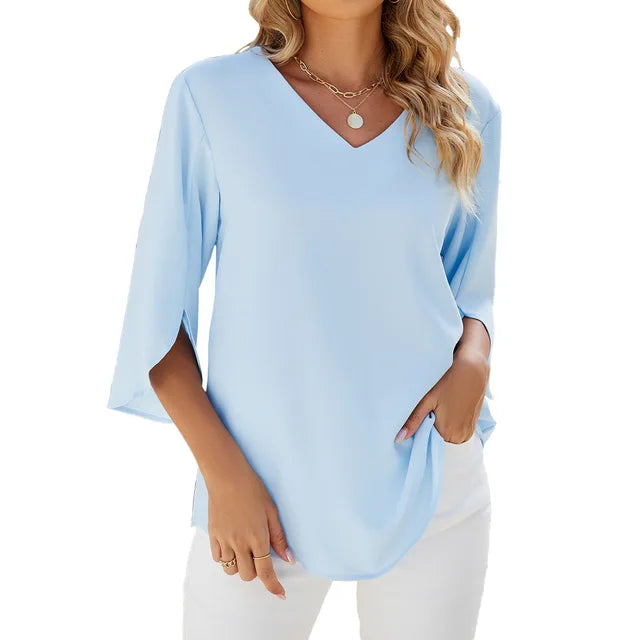 Jadzia™ | Relaxed V-Neck Blouse