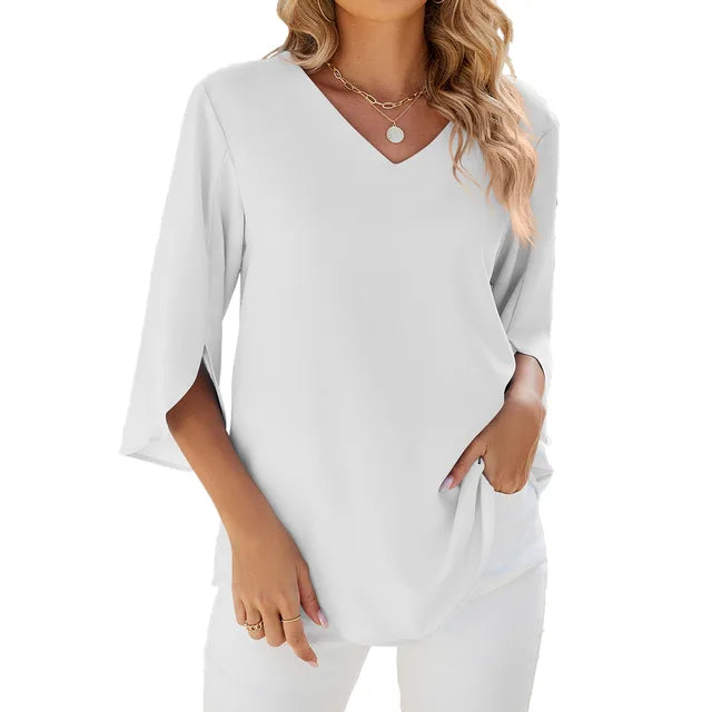 Jadzia™ | Relaxed V-Neck Blouse
