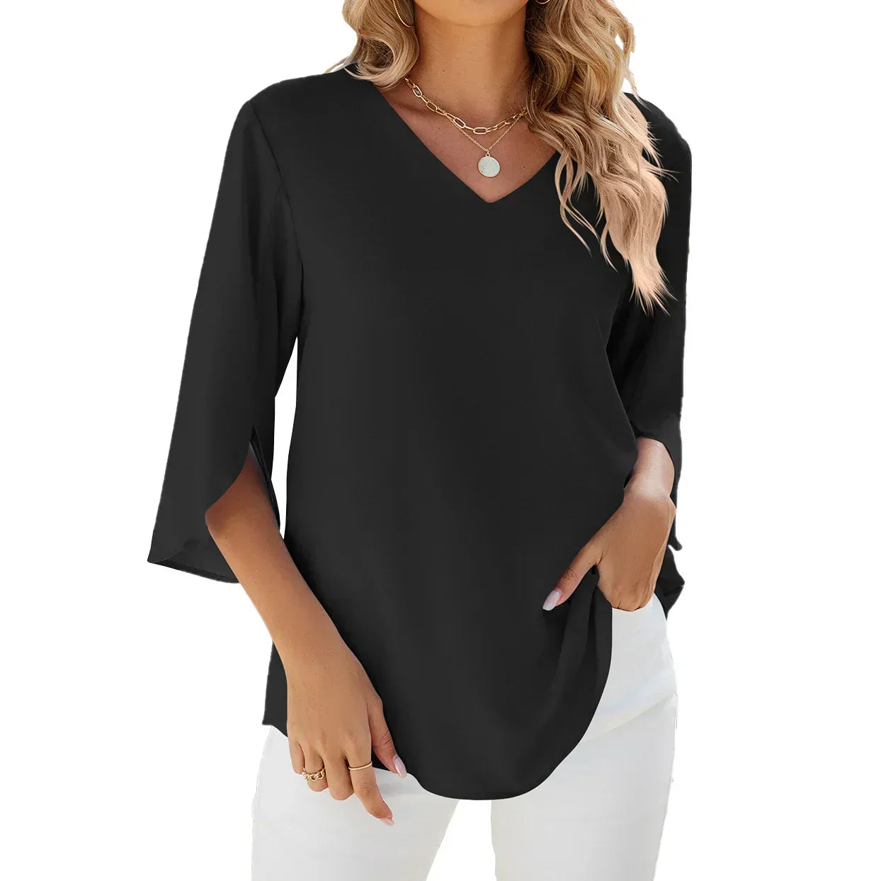 Jadzia™ | Relaxed V-Neck Blouse