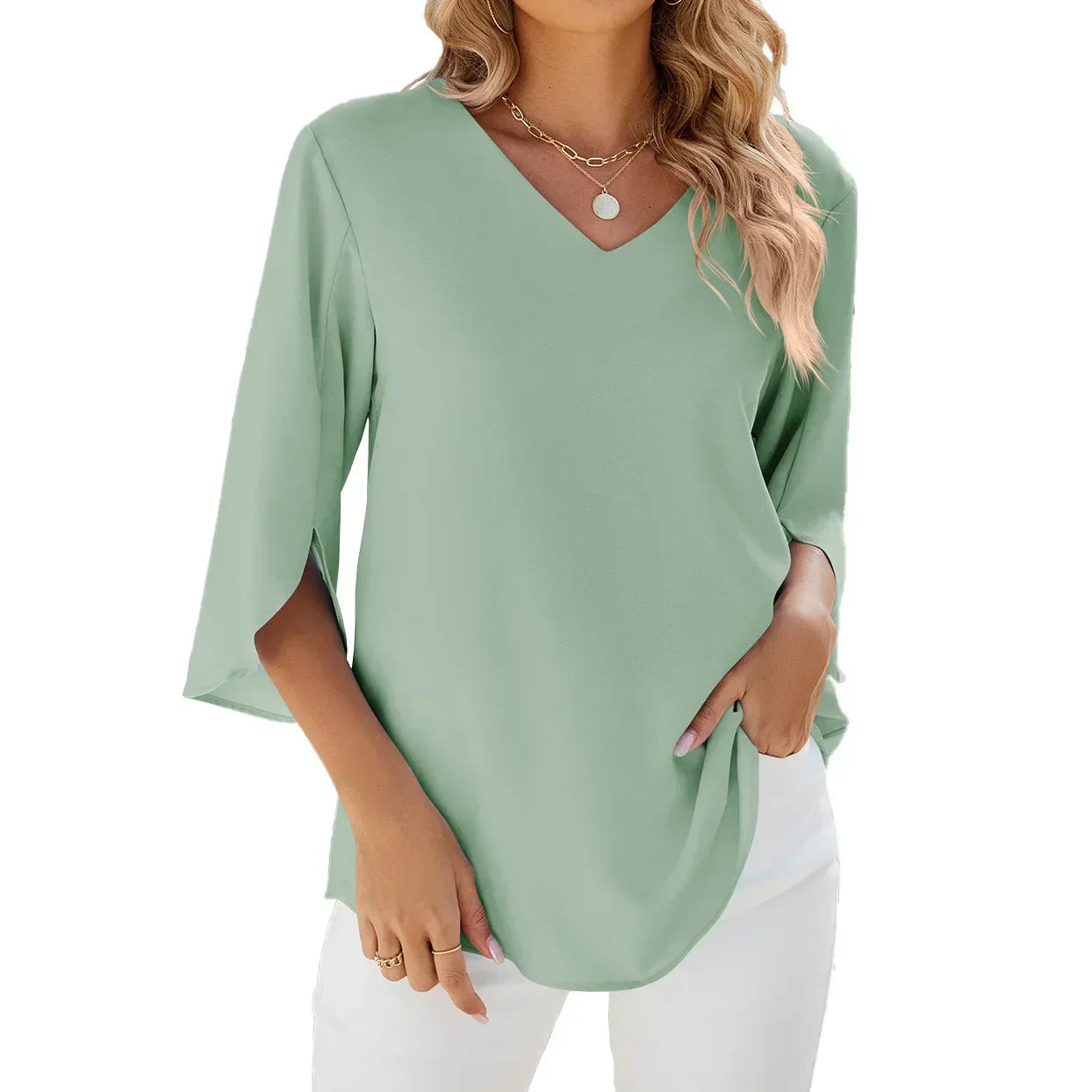 Jadzia™ | Relaxed V-Neck Blouse