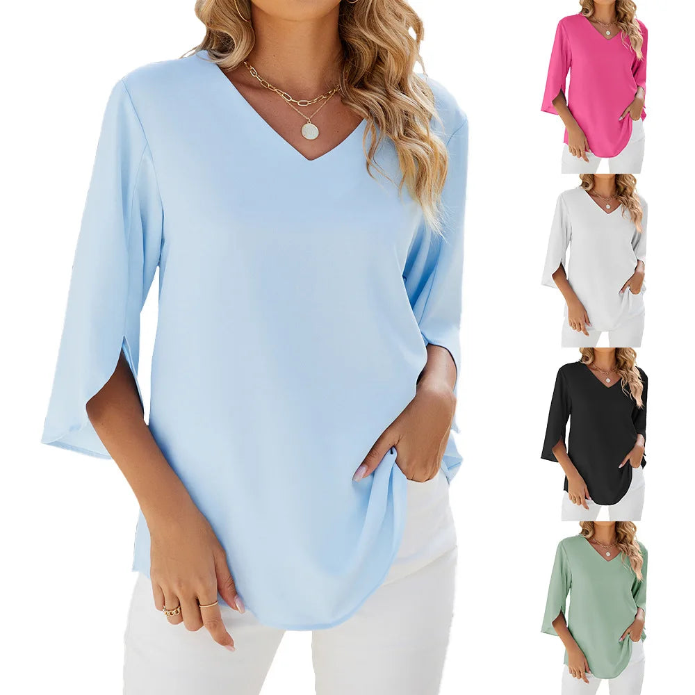 Jadzia™ | Relaxed V-Neck Blouse
