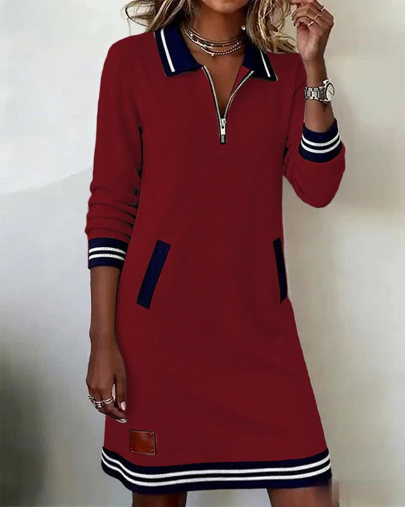 Saylor™ | Zip Collar Sweatshirt Dress