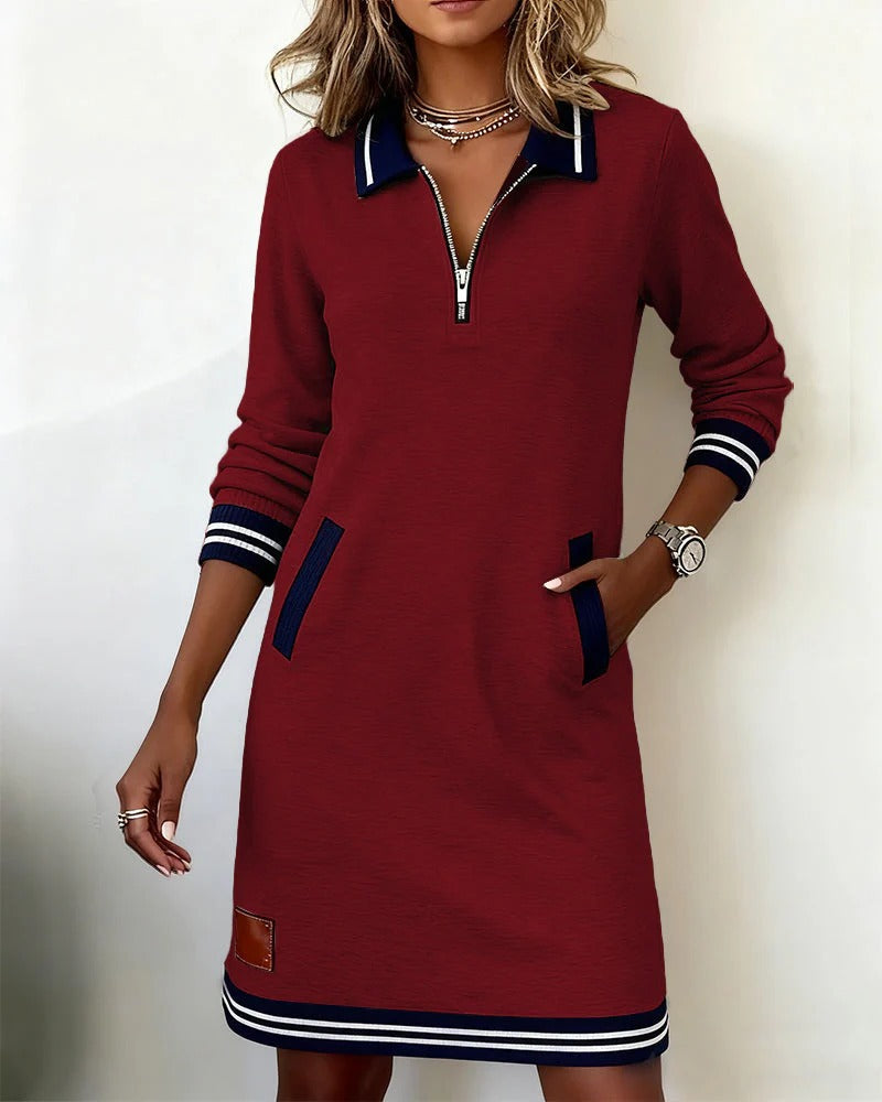 Saylor™ | Zip Collar Sweatshirt Dress