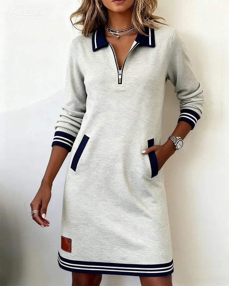 Saylor™ | Zip Collar Sweatshirt Dress
