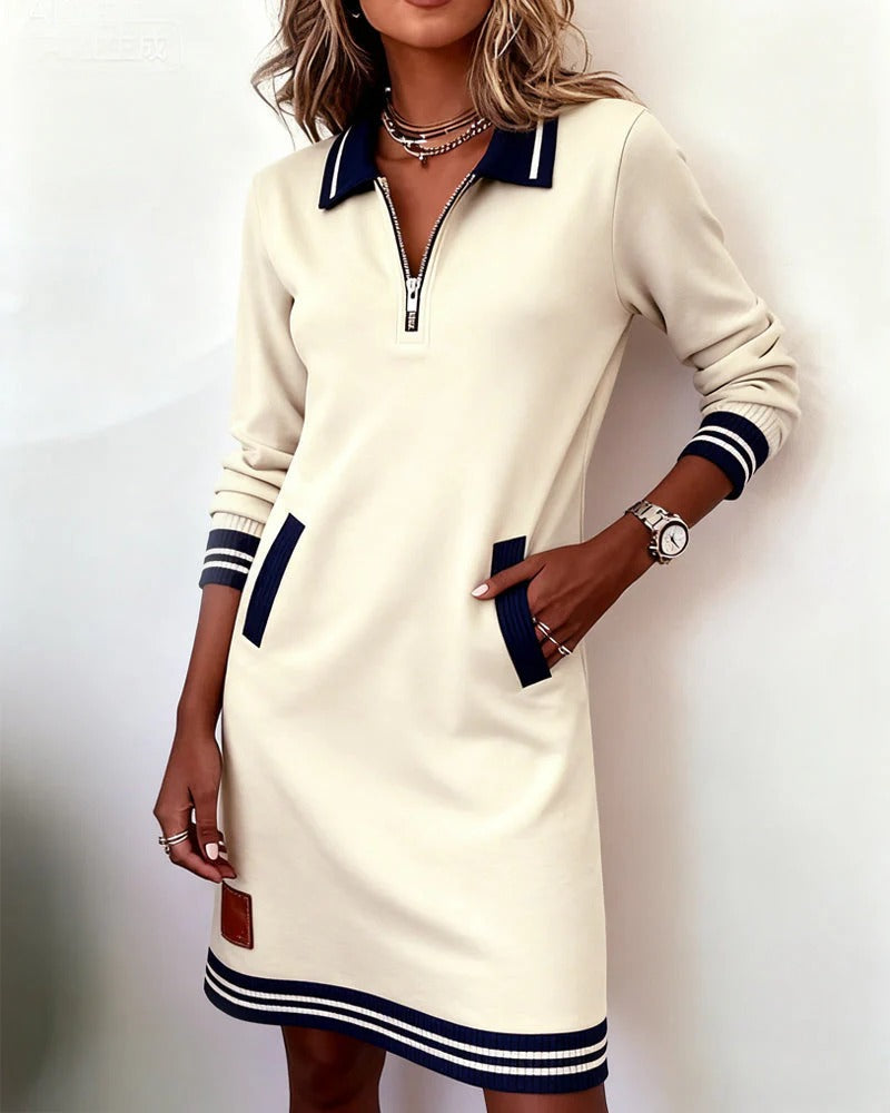Saylor™ | Zip Collar Sweatshirt Dress