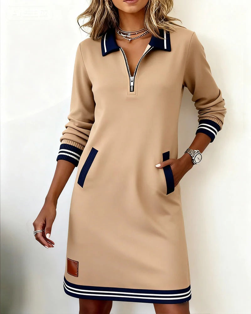 Saylor™ | Zip Collar Sweatshirt Dress