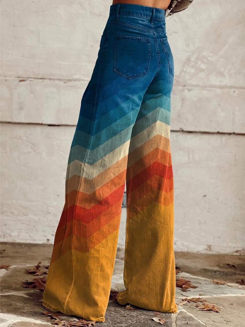 CALLIE™ | - Retro Chevron Wide-Leg Pants