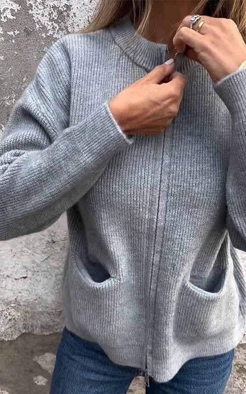 SARIA™ | - Zip-Up Knit Cardigan