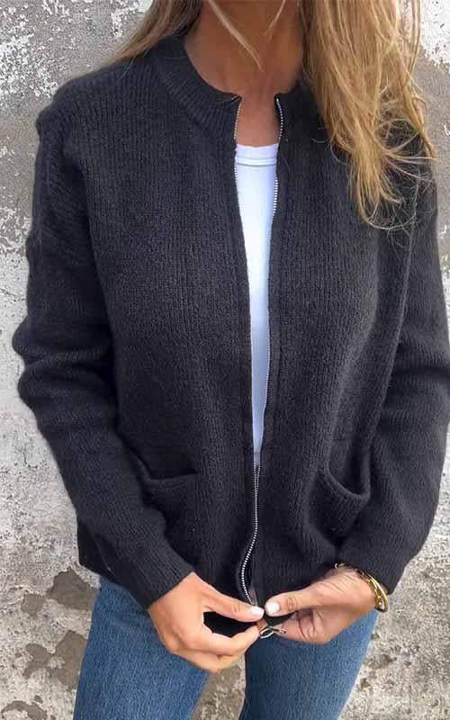 SARIA™ | - Zip-Up Knit Cardigan