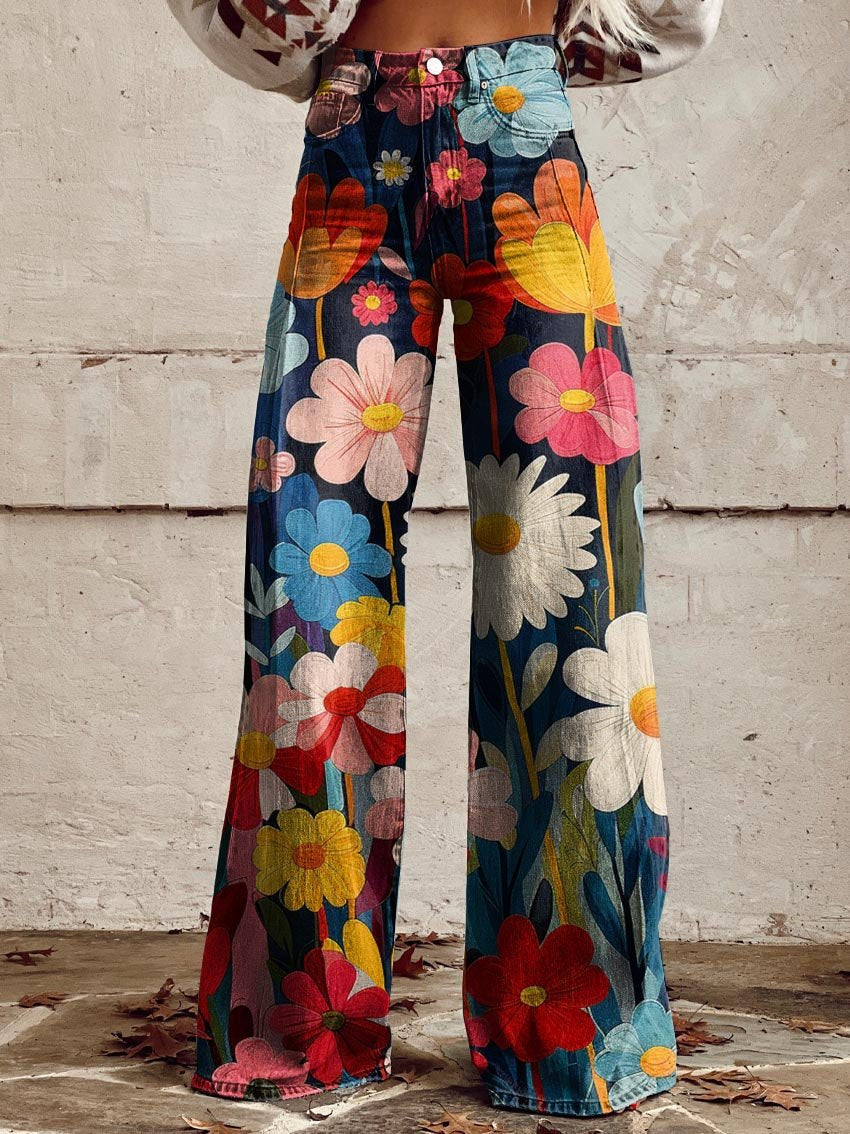 FLEUR™ | - Chic Floral Wide-Leg Pants
