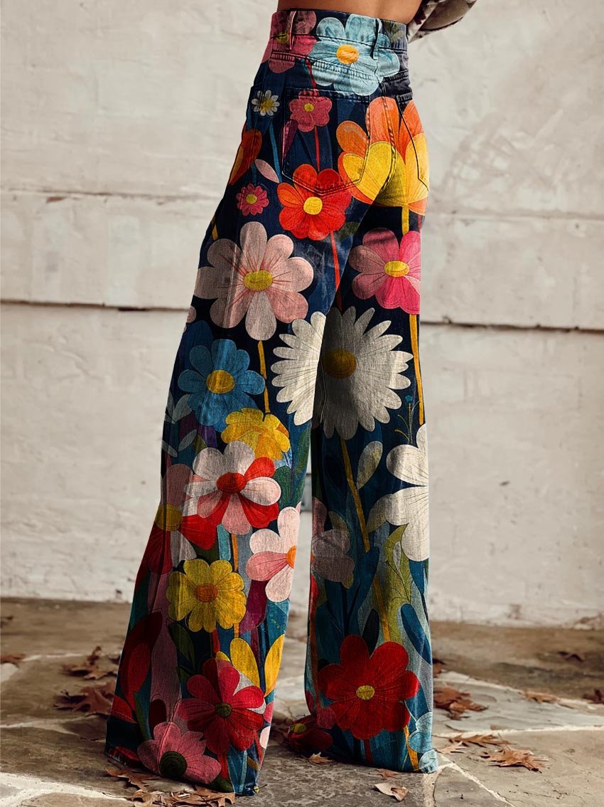 FLEUR™ | - Chic Floral Wide-Leg Pants