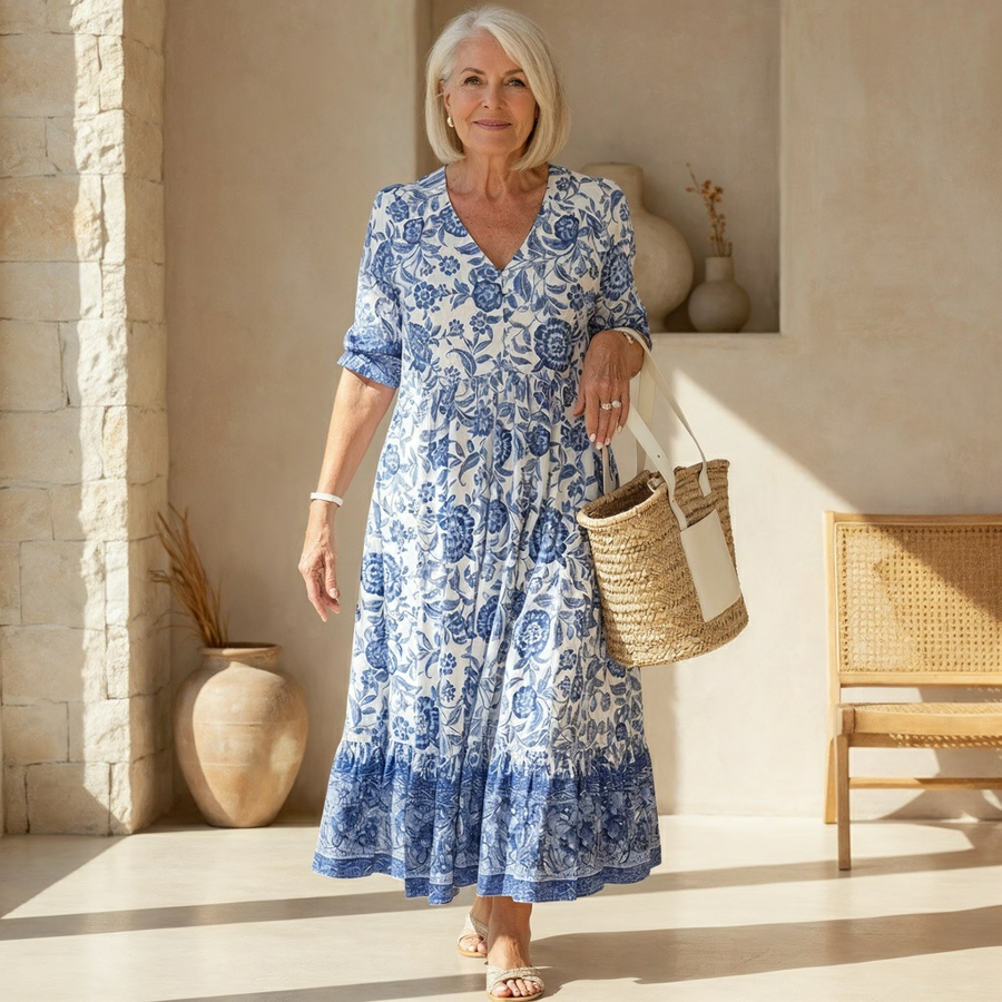 Danna™ | Elegant Floral Dress with V-Neck
