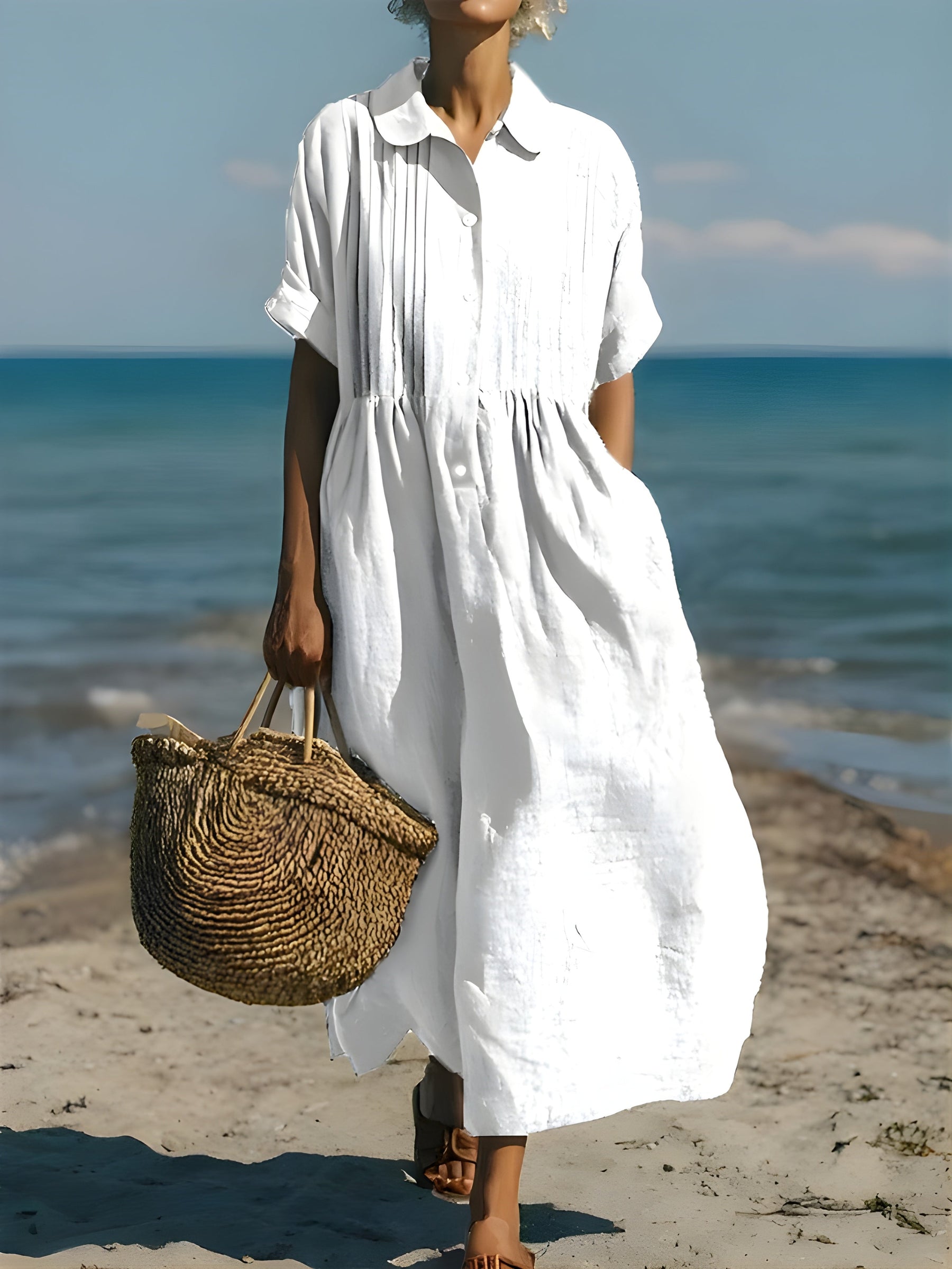Davina™ | Cotton Button Shirt Dress