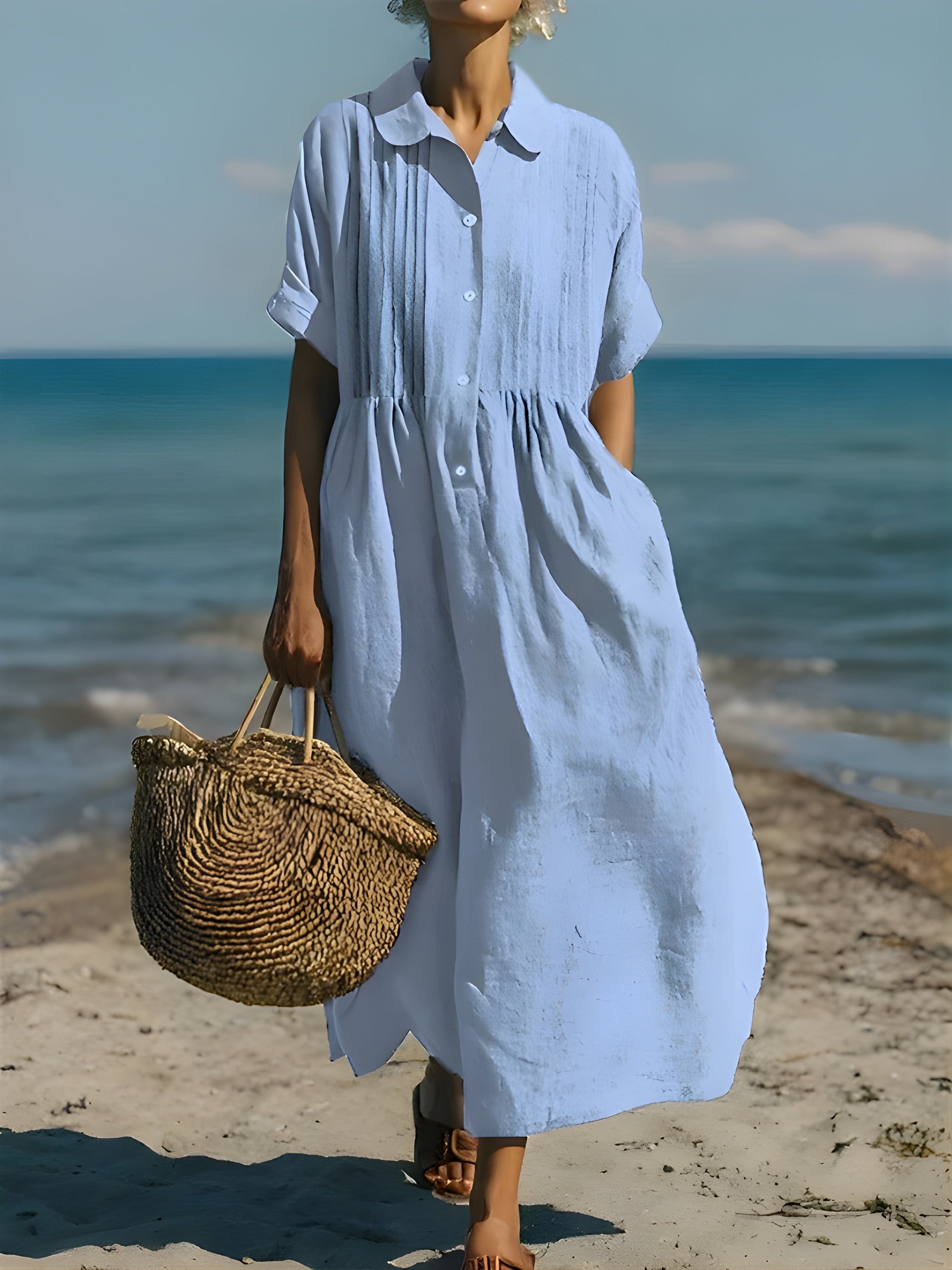 Davina™ | Cotton Button Shirt Dress