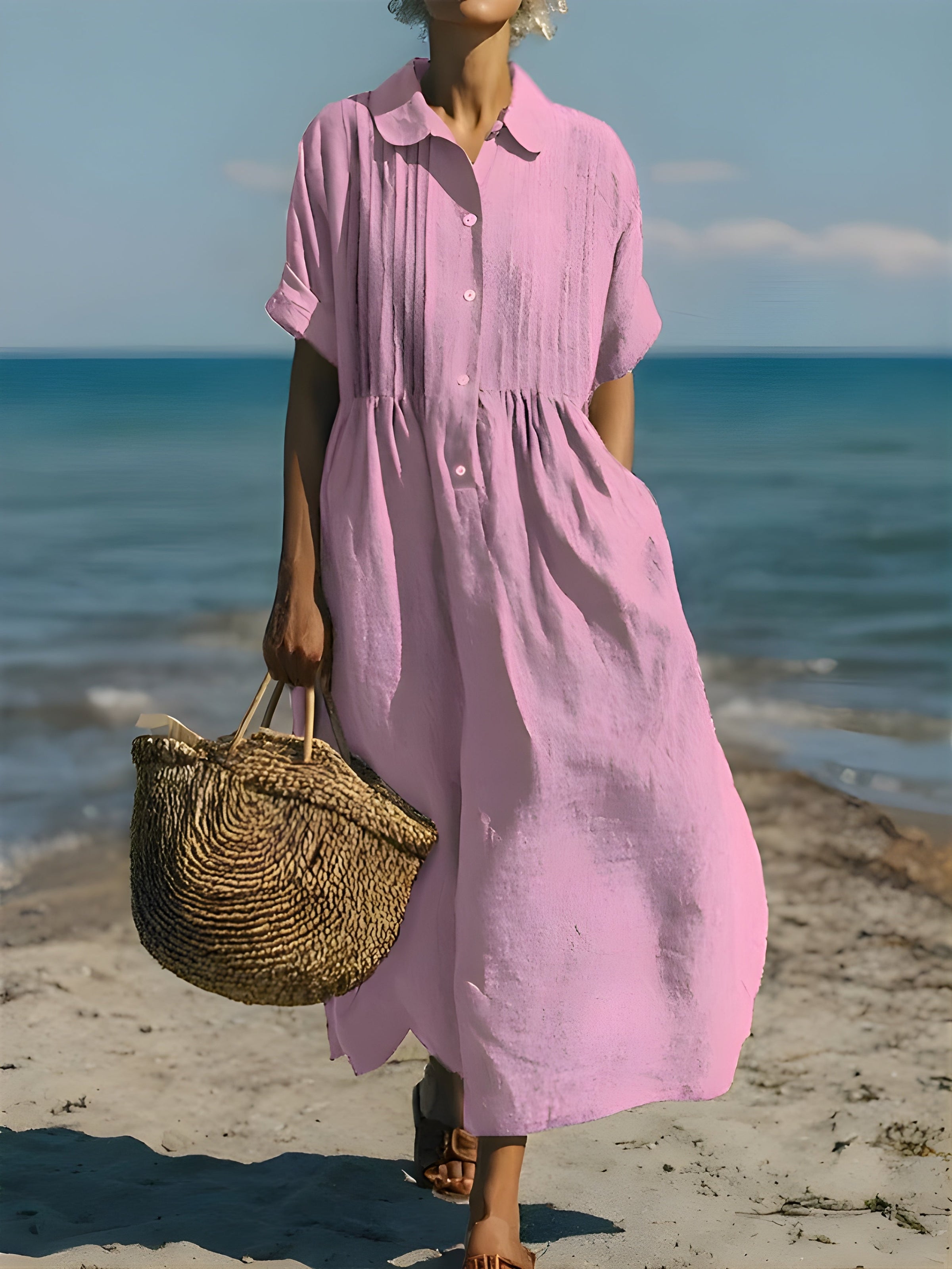 Davina™ | Cotton Button Shirt Dress