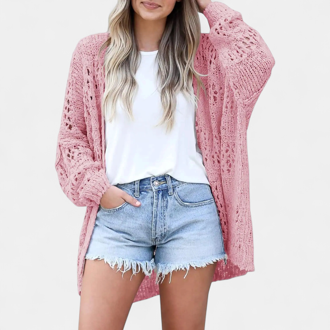 FIORELLA™ | – Boho Hollow-Out Knit Cardigan