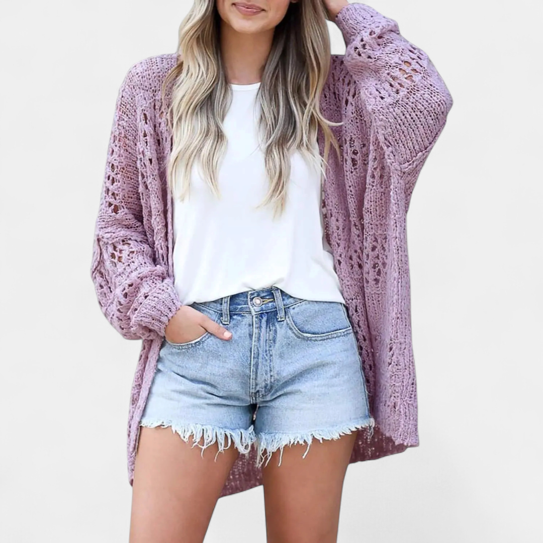 FIORELLA™ | – Boho Hollow-Out Knit Cardigan