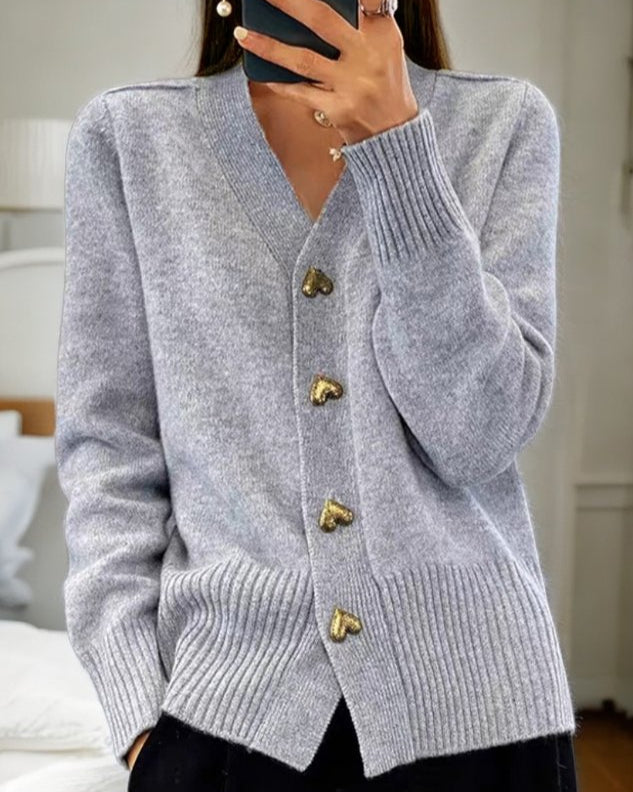 Liorah™ | - Elegant Heart Button Cardigan
