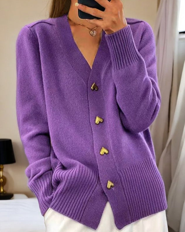 Liorah™ | Elegant Heart Button Cardigan