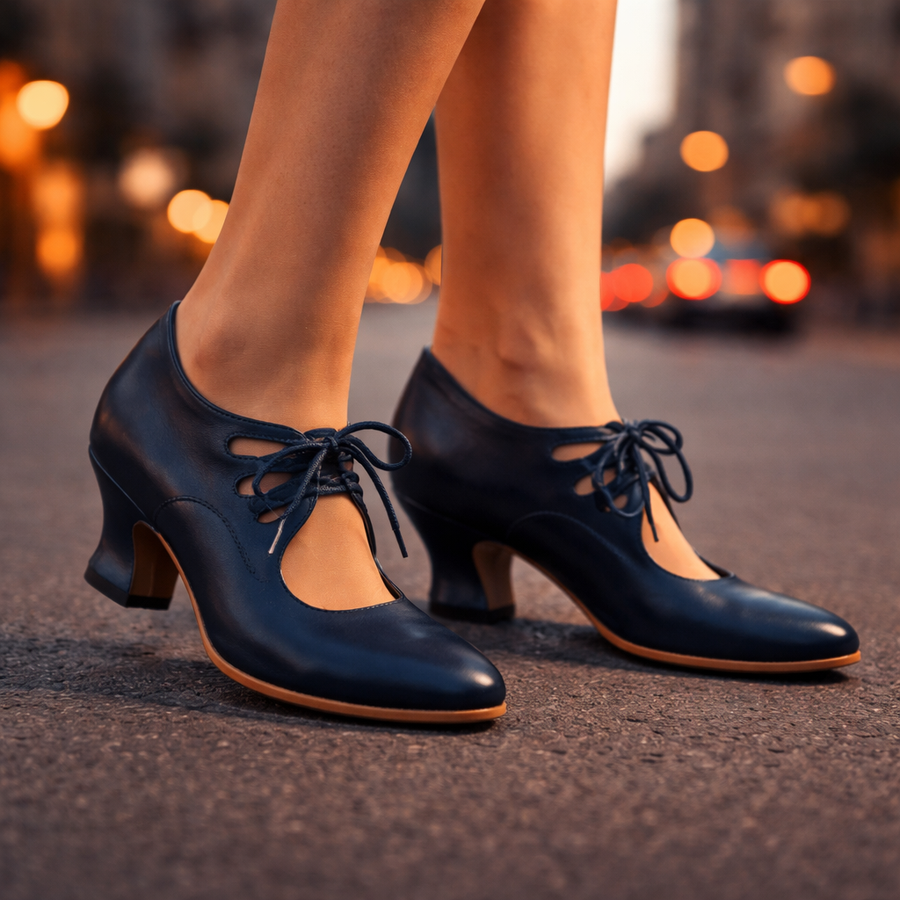 Talia™ | Elegant Leather Lace Heels