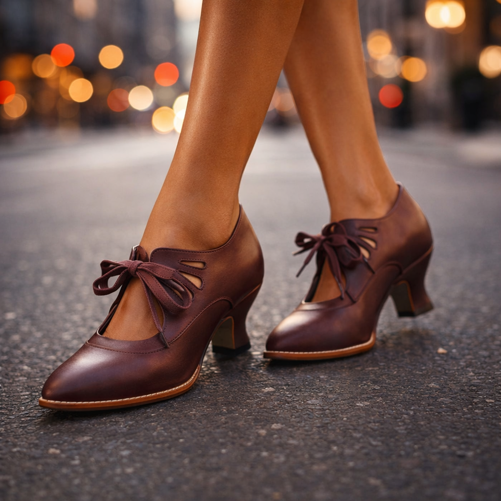 Talia™ | Elegant Leather Lace Heels