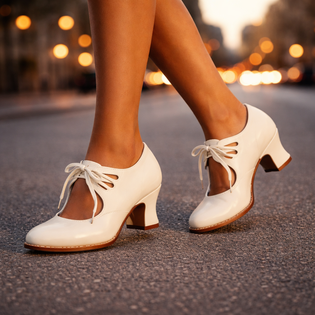 Talia™ | Elegant Leather Lace Heels