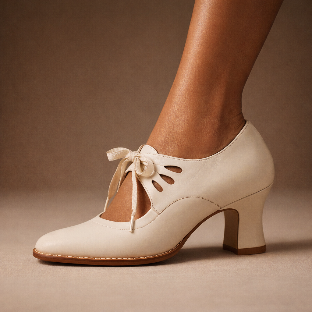 Talia™ | Elegant Leather Lace Heels