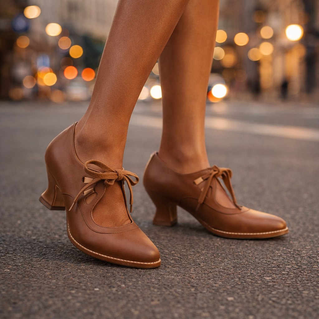 Talia™ | Elegant Leather Lace Heels