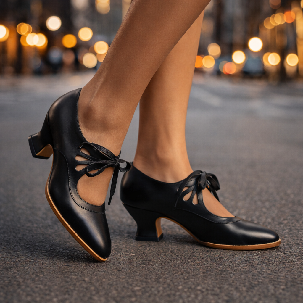 Talia™ | Elegant Leather Lace Heels